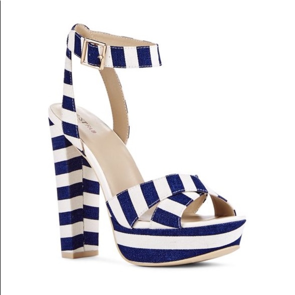 Just Fab Blue/White Platform Heels